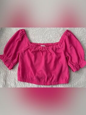 Pink Smocked Crop Top